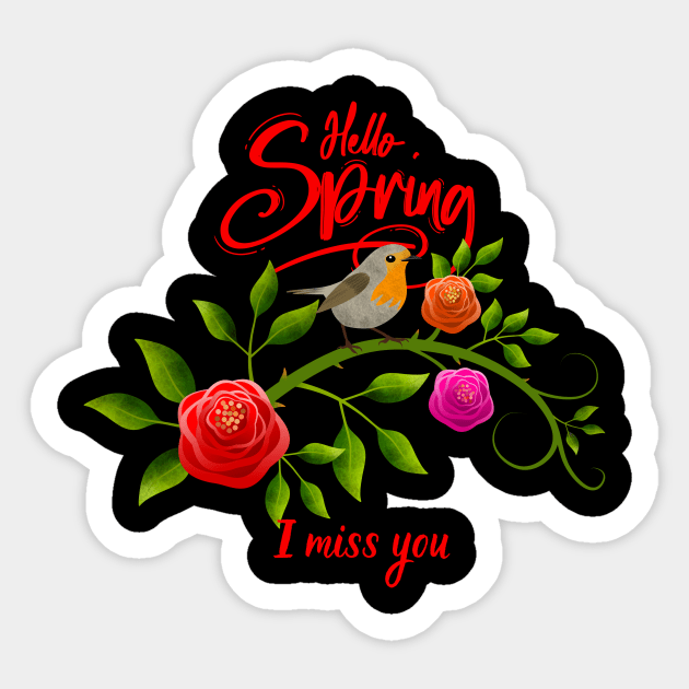 Hello Spring Sticker by All on Black by Miron